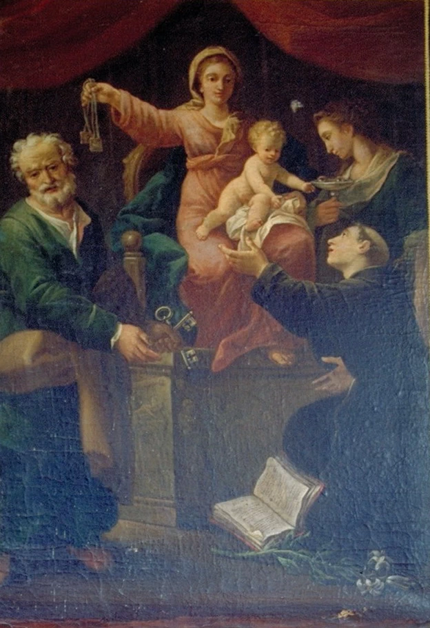 Madonna del Carmelo con Gesù Bambino, San Pietro, Sant'Antonio da Padova e Santa Lucia - Calestano, Parma